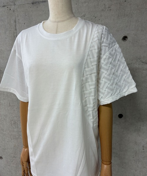 GLAMOROUS JANE(グラマラスジェーン)の「クロス編み異素材Tシャツ(Tシャツ/カットソー・メンズ・ブラック/ホワイト・M/L/LL)」の20枚目の写真