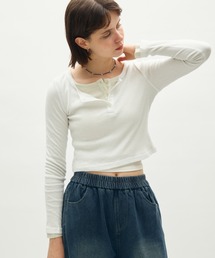 sheer henley short T / シアーヘンリーショートT