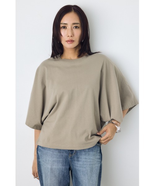 AZUL by moussy(アズールバイマウジー)の「アーバンコットンドルマンTシャツ(Tシャツ/カットソー・レディース・オフホワイト/ブラック/レッド/ライトカーキ/ダークベージュ・SMALL/MEDIUM)」の22枚目の写真