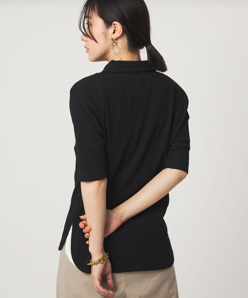 green label relaxing(グリーンレーベルリラクシング)の「【WEB限定】<at ease>シアーテレコ エリツキ カットソー(Tシャツ/カットソー・レディース・ダークブラウン/ブラック/ホワイト・FREE)」の10枚目の写真