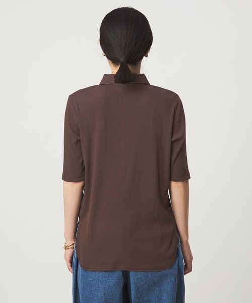 green label relaxing(グリーンレーベルリラクシング)の「【WEB限定】<at ease>シアーテレコ エリツキ カットソー(Tシャツ/カットソー・レディース・ダークブラウン/ブラック/ホワイト・FREE)」の21枚目の写真