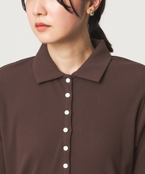 green label relaxing(グリーンレーベルリラクシング)の「【WEB限定】<at ease>シアーテレコ エリツキ カットソー(Tシャツ/カットソー・レディース・ダークブラウン/ブラック/ホワイト・FREE)」の22枚目の写真