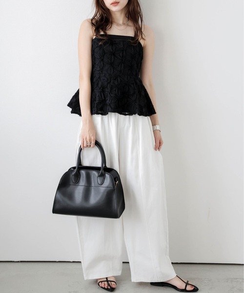 AMELY(エミリー)の「フラワーモチーフチュールキャミソール(キャミソール・レディース・ベージュ/ブラック・フリー)」の9枚目の写真