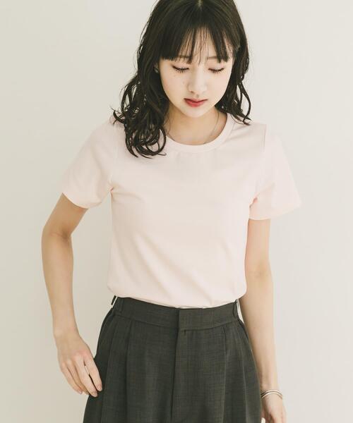 ITEMS URBANRESEARCH（アイテムズ アーバンリサーチ）の「コンパクトTシャツ（Tシャツ/カットソー・レディース・ライトピンク/チャコールグレー/ベージュ/ホワイト・FREE）」の4枚目の写真