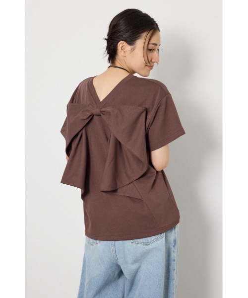 RODEO CROWNS WIDE BOWL（ロデオクラウンズワイドボウル）の「ビッグリボン2WAY Tシャツ（Tシャツ/カットソー・レディース・ブラウン/ブラック/ライトピンク/オフホワイト・SMALL/MEDIUM）」の3枚目の写真