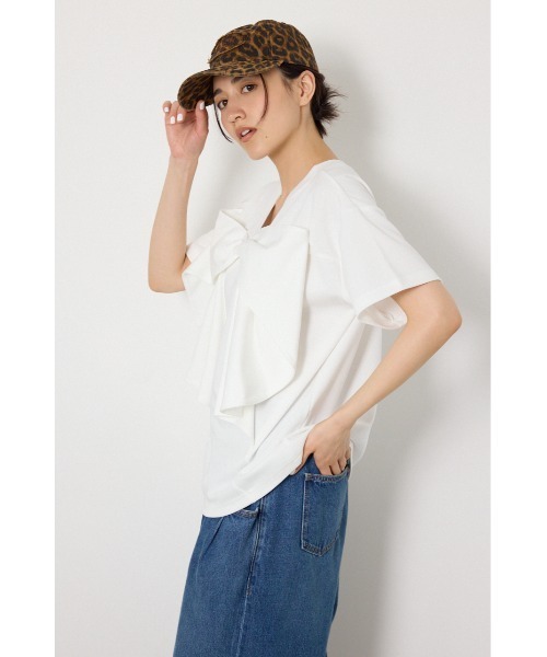 RODEO CROWNS WIDE BOWL（ロデオクラウンズワイドボウル）の「ビッグリボン2WAY Tシャツ（Tシャツ/カットソー・レディース・ブラウン/ブラック/ライトピンク/オフホワイト・SMALL/MEDIUM）」の5枚目の写真