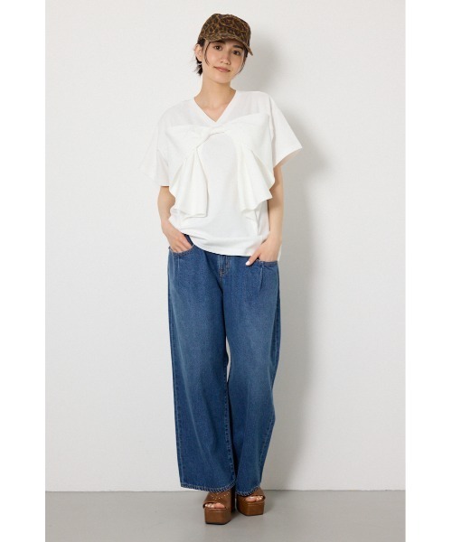 RODEO CROWNS WIDE BOWL（ロデオクラウンズワイドボウル）の「ビッグリボン2WAY Tシャツ（Tシャツ/カットソー・レディース・ブラウン/ブラック/ライトピンク/オフホワイト・SMALL/MEDIUM）」の7枚目の写真