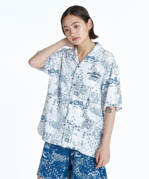 Quiksilver(クイックシルバー)の「QUIKSILVER メンズ/ユニセックス MERCURY PAISLEY OPEN SHIRT 半袖シャツ オープンカラー<MERCURY COLLECTION>【2026年夏モデル】(シャツ/ブラウス・メンズ・アイボリー/インディゴブルー・X-LARGE/LARGE/MEDIUM)」の2枚目の写真