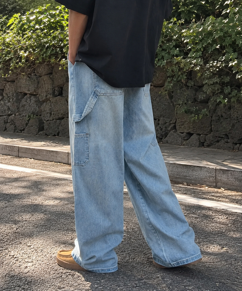 CREAM SODA LAB(クリームソーダラボ)の「カーペンター ワイドデニムパンツ ライトブルー(デニムパンツ・メンズ・その他・LARGE/X-LARGE)」の1枚目の写真