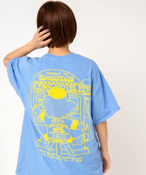 RNA(アールエヌエー)の「M2726 【PINKMOTEL】ベアープリントT(Tシャツ/カットソー・レディース・アッシュグレー/ピンク/ブルー・MEDIUM)」の2枚目の写真