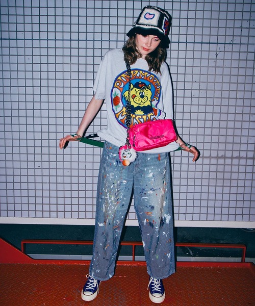 RNA(アールエヌエー)の「M2726 【PINKMOTEL】ベアープリントT(Tシャツ/カットソー・レディース・アッシュグレー/ピンク/ブルー・MEDIUM)」の13枚目の写真