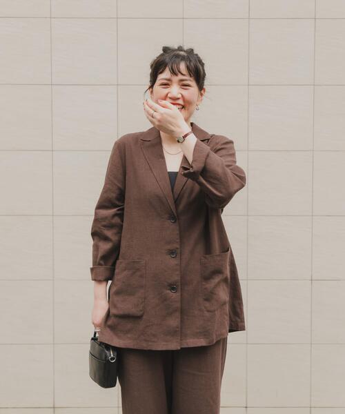 URBAN RESEARCH DOORS（アーバンリサーチドアーズ）の「『スタッフ企画』ラミー混ジャケット（その他アウター・レディース・ナチュラル/ブラウン・FREE）」の5枚目の写真
