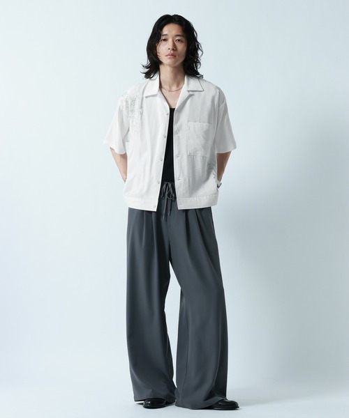 RAGEBLUE（レイジブルー）の「Flower Stitch Open Collar Shirts/フラワー刺繍オープンカラーシャツ（シャツ/ブラウス・メンズ・ライトブルー/ブラック/ホワイト・MEDIUM/LARGE）」の4枚目の写真