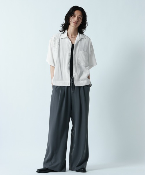 RAGEBLUE（レイジブルー）の「Flower Stitch Open Collar Shirts/フラワー刺繍オープンカラーシャツ（シャツ/ブラウス・メンズ・ライトブルー/ブラック/ホワイト・MEDIUM/LARGE）」の6枚目の写真
