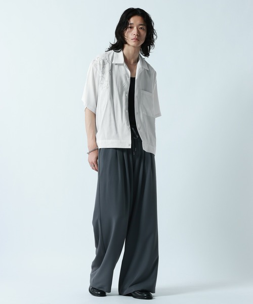 RAGEBLUE（レイジブルー）の「Flower Stitch Open Collar Shirts/フラワー刺繍オープンカラーシャツ（シャツ/ブラウス・メンズ・ライトブルー/ブラック/ホワイト・MEDIUM/LARGE）」の5枚目の写真