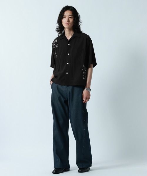 RAGEBLUE（レイジブルー）の「Flower Stitch Open Collar Shirts/フラワー刺繍オープンカラーシャツ（シャツ/ブラウス・メンズ・ライトブルー/ブラック/ホワイト・MEDIUM/LARGE）」の13枚目の写真