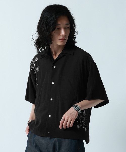 RAGEBLUE（レイジブルー）の「Flower Stitch Open Collar Shirts/フラワー刺繍オープンカラーシャツ（シャツ/ブラウス・メンズ・ライトブルー/ブラック/ホワイト・MEDIUM/LARGE）」の18枚目の写真