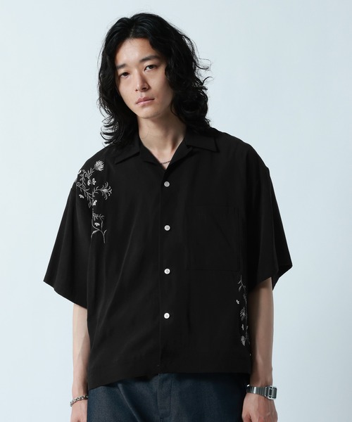 RAGEBLUE（レイジブルー）の「Flower Stitch Open Collar Shirts/フラワー刺繍オープンカラーシャツ（シャツ/ブラウス・メンズ・ライトブルー/ブラック/ホワイト・MEDIUM/LARGE）」の19枚目の写真