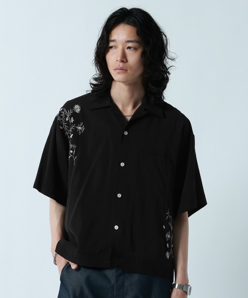 RAGEBLUE（レイジブルー）の「Flower Stitch Open Collar Shirts/フラワー刺繍オープンカラーシャツ（シャツ/ブラウス・メンズ・ライトブルー/ブラック/ホワイト・MEDIUM/LARGE）」の20枚目の写真