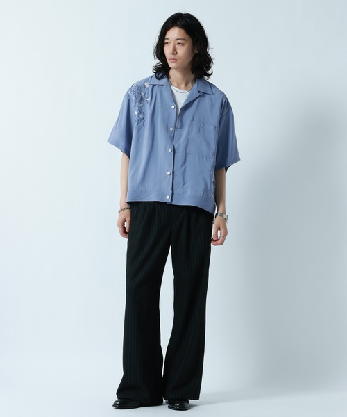 RAGEBLUE（レイジブルー）の「Flower Stitch Open Collar Shirts/フラワー刺繍オープンカラーシャツ（シャツ/ブラウス・メンズ・ライトブルー/ブラック/ホワイト・MEDIUM/LARGE）」の21枚目の写真