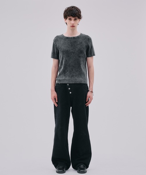 Regen Glanz(レーゲングランツ)の「asymmetric button straight denim pants / アシンメトリーボタンストレートデニムパンツ(デニムパンツ・メンズ・ブラック/ライトホワイト・LARGE/SMALL/MEDIUM)」の22枚目の写真