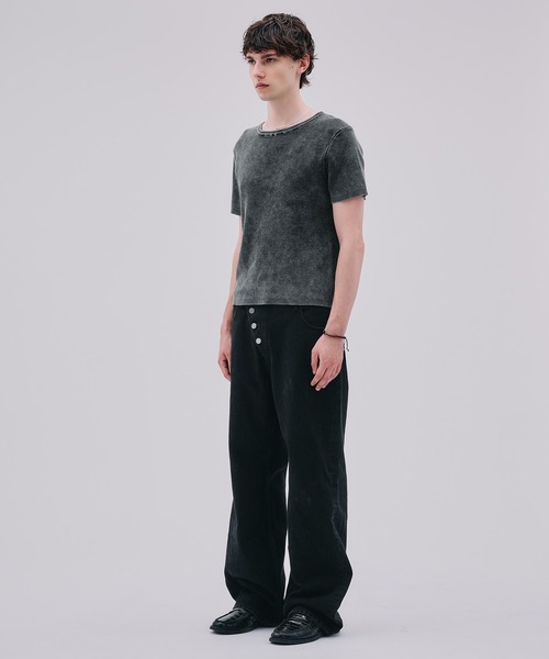 Regen Glanz(レーゲングランツ)の「asymmetric button straight denim pants / アシンメトリーボタンストレートデニムパンツ(デニムパンツ・メンズ・ブラック/ライトホワイト・LARGE/SMALL/MEDIUM)」の21枚目の写真
