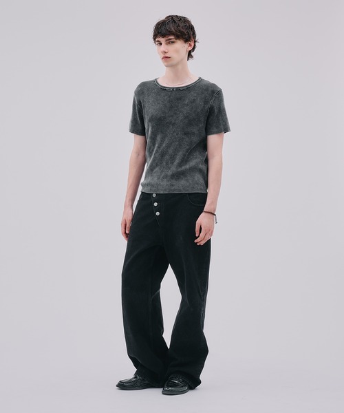 Regen Glanz(レーゲングランツ)の「asymmetric button straight denim pants / アシンメトリーボタンストレートデニムパンツ(デニムパンツ・メンズ・ブラック/ライトホワイト・LARGE/SMALL/MEDIUM)」の19枚目の写真