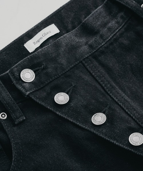 Regen Glanz(レーゲングランツ)の「asymmetric button straight denim pants / アシンメトリーボタンストレートデニムパンツ(デニムパンツ・メンズ・ブラック/ライトホワイト・LARGE/SMALL/MEDIUM)」の16枚目の写真
