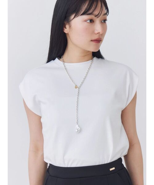 TONAL(トーナル)の「【Plax】ポリ乳酸スムースノースリカットソー(Tシャツ/カットソー・レディース・ライトブルー/ネイビー/オフホワイト・MEDIUM)」の18枚目の写真