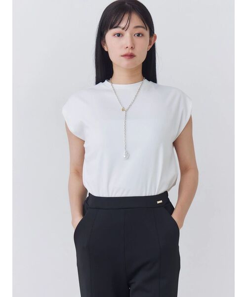 TONAL(トーナル)の「【Plax】ポリ乳酸スムースノースリカットソー(Tシャツ/カットソー・レディース・ライトブルー/ネイビー/オフホワイト・MEDIUM)」の19枚目の写真