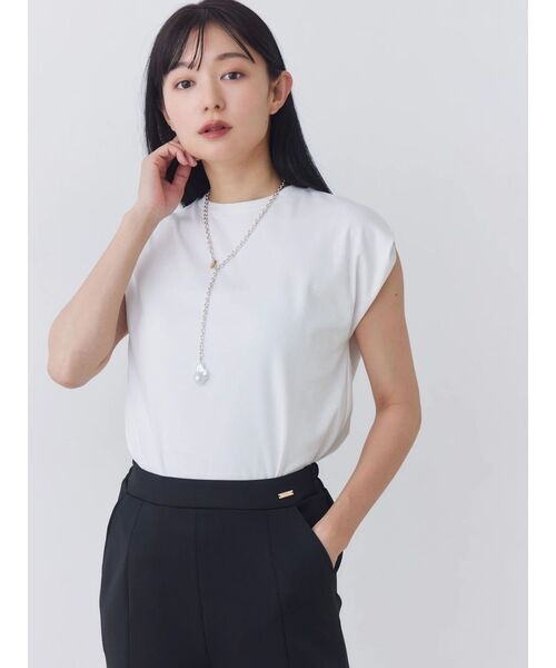 TONAL(トーナル)の「【Plax】ポリ乳酸スムースノースリカットソー(Tシャツ/カットソー・レディース・ライトブルー/ネイビー/オフホワイト・MEDIUM)」の20枚目の写真