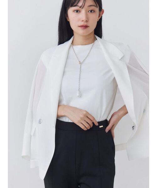 TONAL(トーナル)の「【Plax】ポリ乳酸スムースノースリカットソー(Tシャツ/カットソー・レディース・ライトブルー/ネイビー/オフホワイト・MEDIUM)」の21枚目の写真