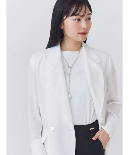 TONAL(トーナル)の「【Plax】ポリ乳酸スムースノースリカットソー(Tシャツ/カットソー・レディース・ライトブルー/ネイビー/オフホワイト・MEDIUM)」の11枚目の写真