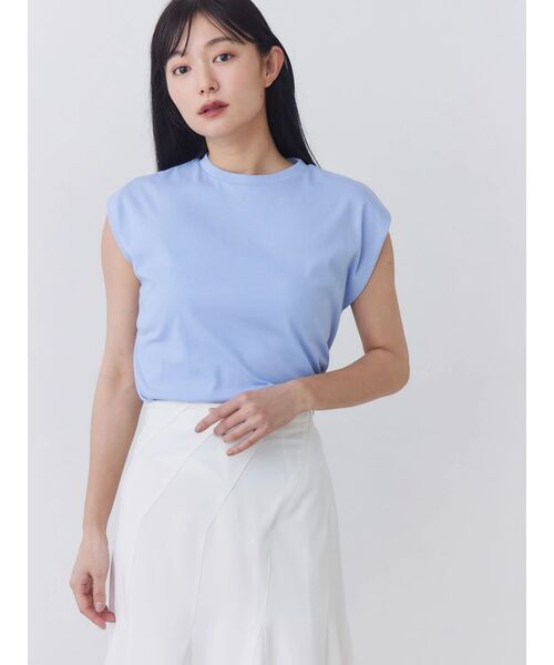 TONAL(トーナル)の「【Plax】ポリ乳酸スムースノースリカットソー(Tシャツ/カットソー・レディース・ライトブルー/ネイビー/オフホワイト・MEDIUM)」の12枚目の写真