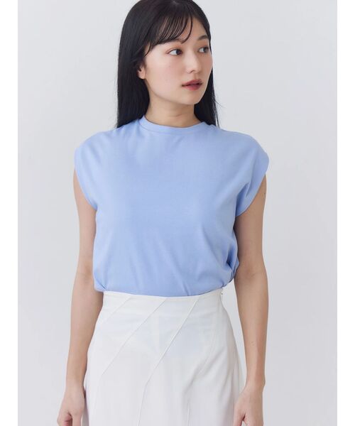 TONAL(トーナル)の「【Plax】ポリ乳酸スムースノースリカットソー(Tシャツ/カットソー・レディース・ライトブルー/ネイビー/オフホワイト・MEDIUM)」の14枚目の写真