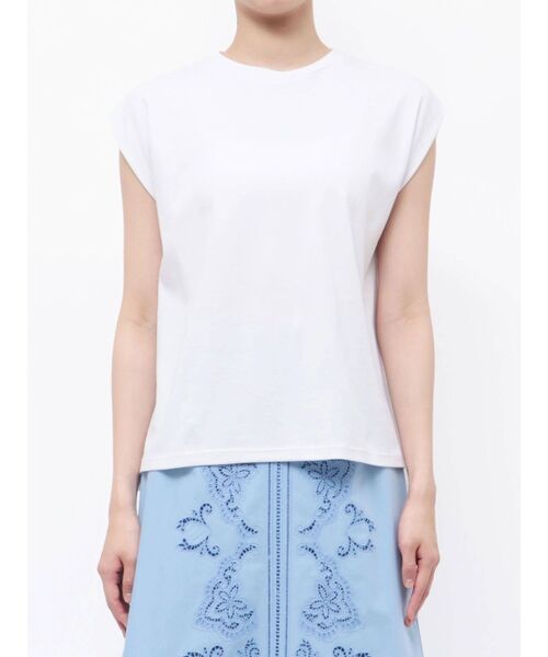TONAL(トーナル)の「【Plax】ポリ乳酸スムースノースリカットソー(Tシャツ/カットソー・レディース・ライトブルー/ネイビー/オフホワイト・MEDIUM)」の22枚目の写真