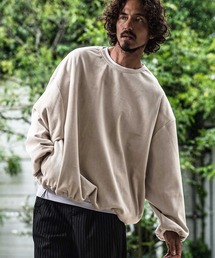 mlt5749-Fleece Back Corduroy Look Jacquard Long Sleeve Pullover プルオーバー(A73026cmb)