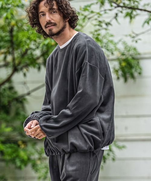 CAMBIO（カンビオ）の「mlt5749-Fleece Back Corduroy Look Jacquard Long Sleeve Pullover プルオーバー(A73026cmb)（Tシャツ/カットソー・メンズ・ベージュ/チャコール/ライトグレー/ブラック・L/M/S）」の4枚目の写真