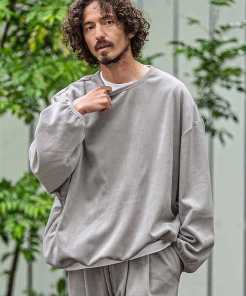 CAMBIO（カンビオ）の「mlt5749-Fleece Back Corduroy Look Jacquard Long Sleeve Pullover プルオーバー(A73026cmb)（Tシャツ/カットソー・メンズ・ベージュ/チャコール/ライトグレー/ブラック・L/M/S）」の3枚目の写真