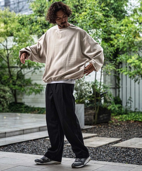CAMBIO（カンビオ）の「mlt5749-Fleece Back Corduroy Look Jacquard Long Sleeve Pullover プルオーバー(A73026cmb)（Tシャツ/カットソー・メンズ・ベージュ/チャコール/ライトグレー/ブラック・L/M/S）」の17枚目の写真