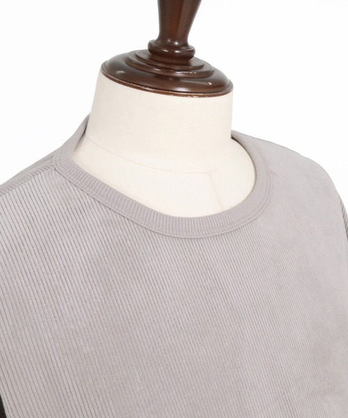 CAMBIO（カンビオ）の「mlt5749-Fleece Back Corduroy Look Jacquard Long Sleeve Pullover プルオーバー(A73026cmb)（Tシャツ/カットソー・メンズ・ベージュ/チャコール/ライトグレー/ブラック・L/M/S）」の7枚目の写真
