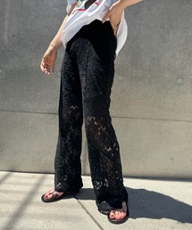 Ameri（アメリ）の「MEDI TEXTURE MIX LACE SEMI FLARE PANTS（その他パンツ）」