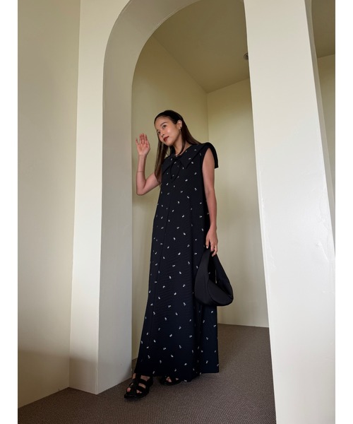 TRUNC(トランクエイティーエイト)の「Smooth Rib Embroidery Dress / スムースリブエンブロイダリードレス(ワンピース・レディース・ブラック/アイボリー・FREE)」の12枚目の写真