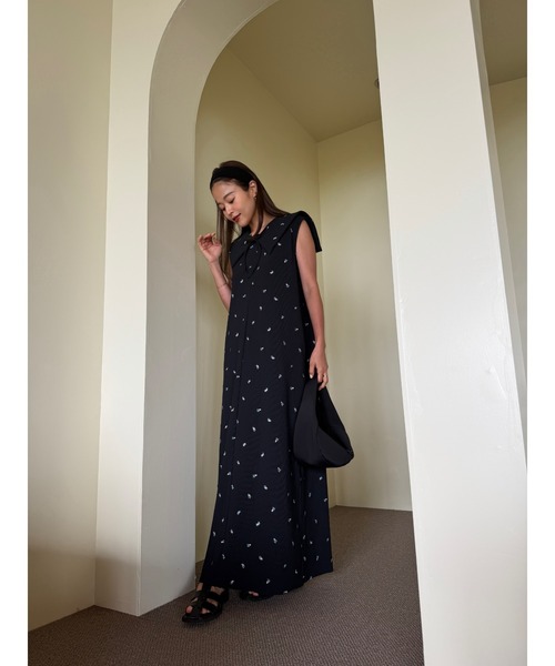 TRUNC(トランクエイティーエイト)の「Smooth Rib Embroidery Dress / スムースリブエンブロイダリードレス(ワンピース・レディース・ブラック/アイボリー・FREE)」の13枚目の写真