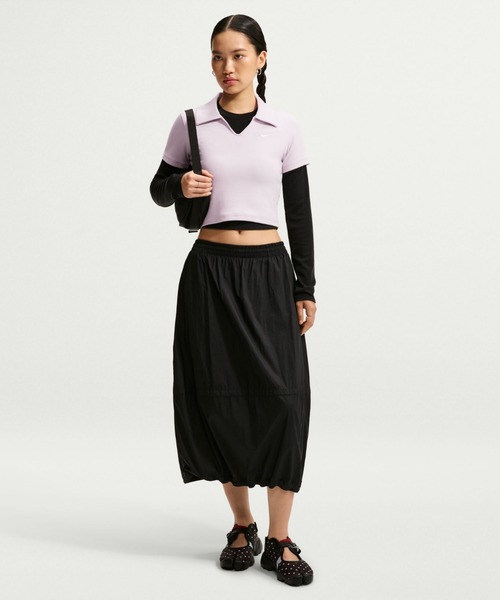 NIKE(ナイキ)の「ナイキ スポーツウェア ウィメンズ タイト クロップド ポロ / Nike Sportswear Women's Tight Cropped Polo IO2730-583 Bleached Lilac(ポロシャツ・レディース・パープル系その他・M/XL/L/XS/S)」の4枚目の写真