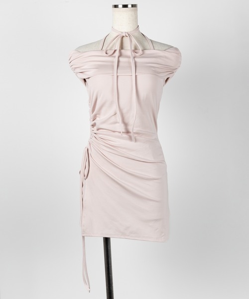 me+em select(ミームセレクト)の「【 セットアップ 】ネックリボンストラップオフショルミニワンピ +ショートパンツ / neck ribbon strap off shoulder mini onepiece + short pants SET(セットアップ・レディース・ピンク/ブラック・FREE)」の18枚目の写真