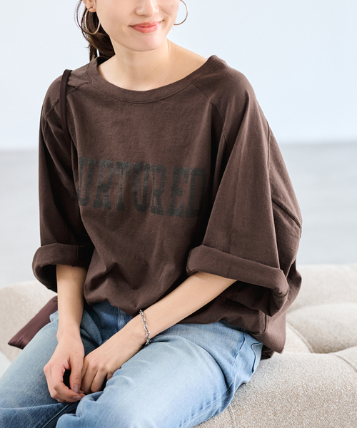 FRAMeWORK(フレームワーク)の「≪WEB限定 / 追加≫ハーフスリーブロゴTEE 4(Tシャツ/カットソー・レディース・ホワイト/ブラウン・FREE)」の2枚目の写真