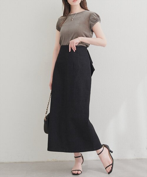 natural couture(ナチュラルクチュール)の「パフキャップスリーブT(Tシャツ/カットソー・レディース・ブラック/グレー/オフホワイト/ブラウン・FREE)」の18枚目の写真