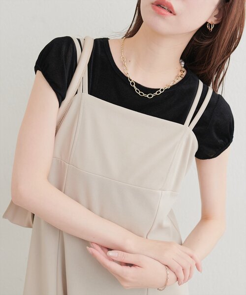 natural couture(ナチュラルクチュール)の「パフキャップスリーブT(Tシャツ/カットソー・レディース・ブラック/グレー/オフホワイト/ブラウン・FREE)」の11枚目の写真