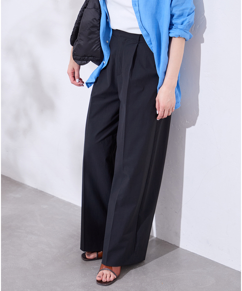 JOURNAL STANDARD(ジャーナルスタンダード)の「《追加4》【撥水/接触冷感/洗える/UV】リネンナイロンストレッチスラックス(スラックス・レディース・ネイビー/ライトグレー・36/38/34)」の2枚目の写真